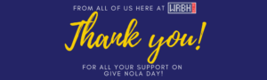 An image with text that thanks everyone who supported the station on GIve Nola Day