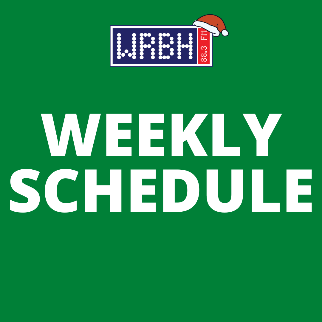 green background with "WEEKLY SCHEDULE" written in white on top